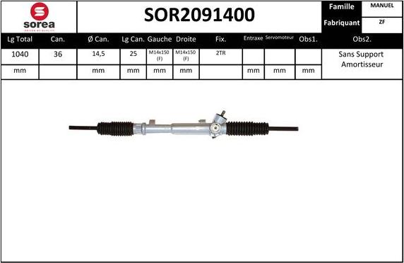 EAI SOR2091400 - Рульовий механізм, рейка autocars.com.ua