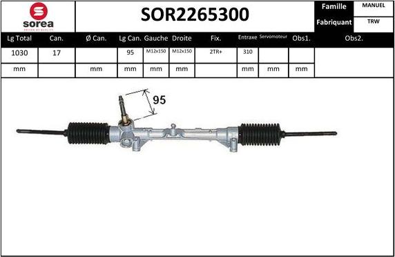 EAI SOR2265300 - Рульовий механізм, рейка autocars.com.ua