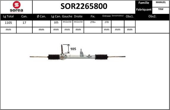 EAI SOR2265800 - Рульовий механізм, рейка autocars.com.ua