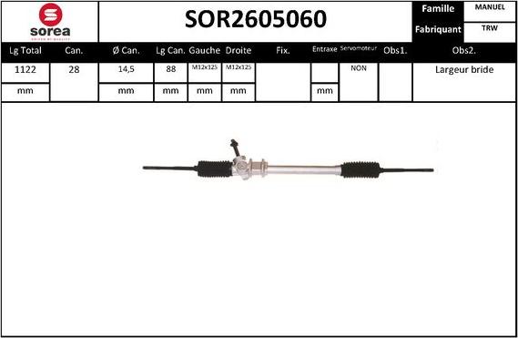 EAI SOR2605060 - Рульовий механізм, рейка autocars.com.ua