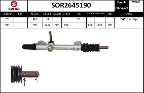 EAI SOR2645190 - Рулевой механизм, рейка avtokuzovplus.com.ua