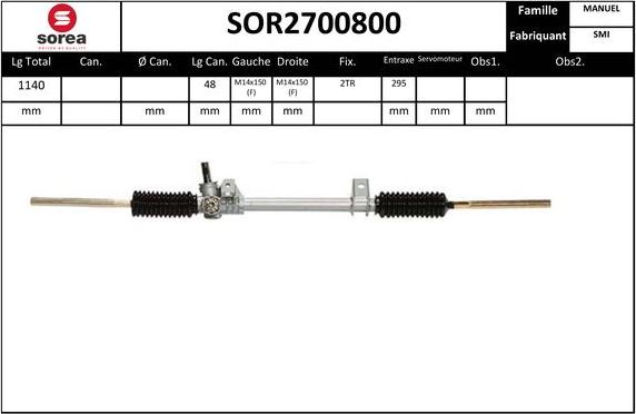 EAI SOR2700800 - Рульовий механізм, рейка autocars.com.ua