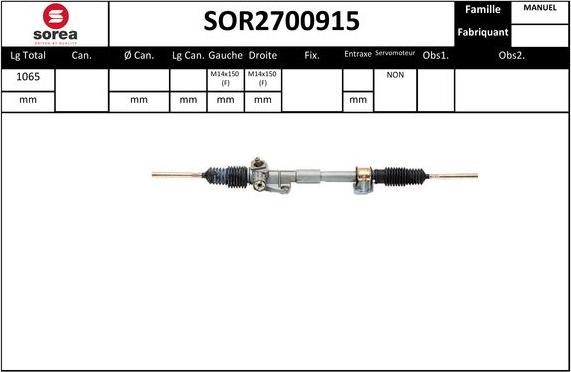 EAI SOR2700915 - Рульовий механізм, рейка autocars.com.ua