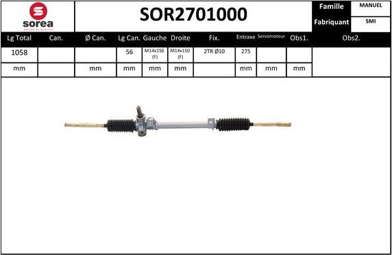 EAI SOR2701000 - Рульовий механізм, рейка autocars.com.ua