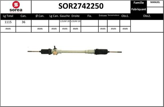 EAI SOR2742250 - Рульовий механізм, рейка autocars.com.ua