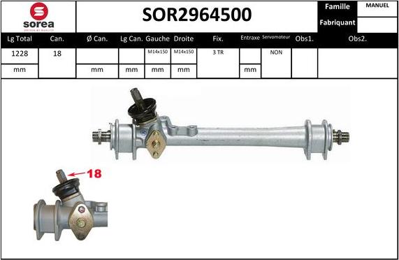 EAI SOR2964500 - Рульовий механізм, рейка autocars.com.ua