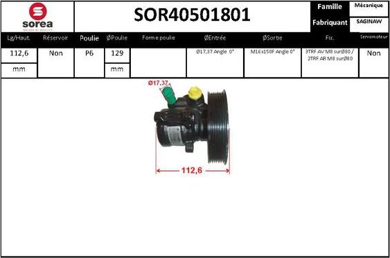 EAI SOR40501801 - Гідравлічний насос, рульове управління, ГУР autocars.com.ua