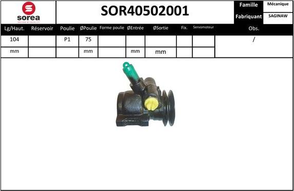 EAI SOR40502001 - Гидравлический насос, рулевое управление, ГУР avtokuzovplus.com.ua