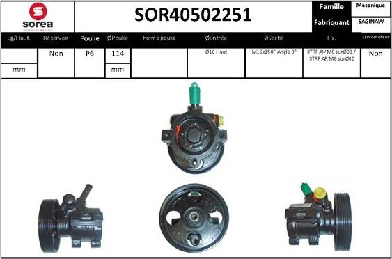 EAI SOR40502251 - Гидравлический насос, рулевое управление, ГУР avtokuzovplus.com.ua