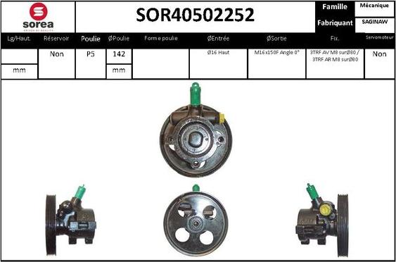 EAI SOR40502252 - Гідравлічний насос, рульове управління, ГУР autocars.com.ua