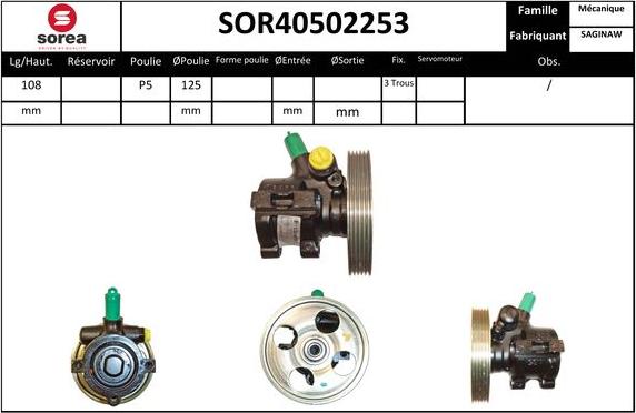 EAI SOR40502253 - Гидравлический насос, рулевое управление, ГУР avtokuzovplus.com.ua