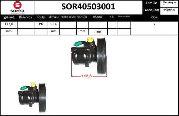 EAI SOR40503001 - Гідравлічний насос, рульове управління, ГУР autocars.com.ua