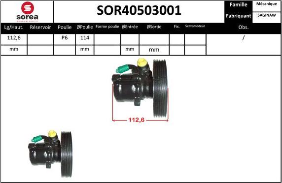 EAI SOR40503001 - Гидравлический насос, рулевое управление, ГУР avtokuzovplus.com.ua