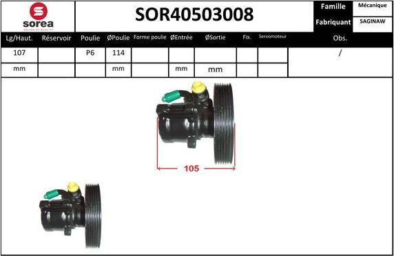 EAI SOR40503008 - Гидравлический насос, рулевое управление, ГУР avtokuzovplus.com.ua