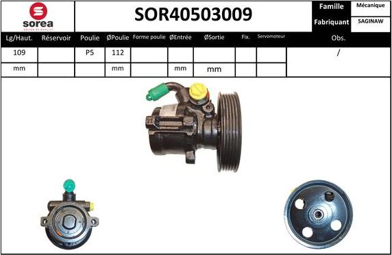 EAI SOR40503009 - Гидравлический насос, рулевое управление, ГУР avtokuzovplus.com.ua