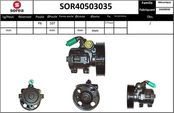 EAI SOR40503035 - Гидравлический насос, рулевое управление, ГУР avtokuzovplus.com.ua