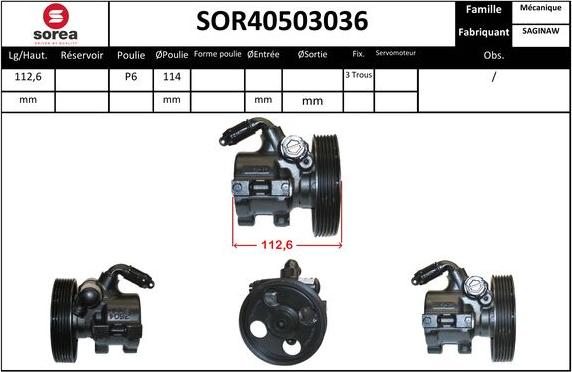 EAI SOR40503036 - Гідравлічний насос, рульове управління, ГУР autocars.com.ua