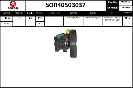 EAI SOR40503037 - Гідравлічний насос, рульове управління, ГУР autocars.com.ua