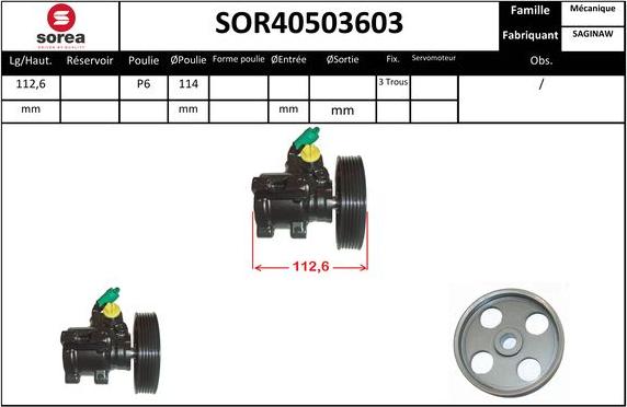 EAI SOR40503603 - Гідравлічний насос, рульове управління, ГУР autocars.com.ua