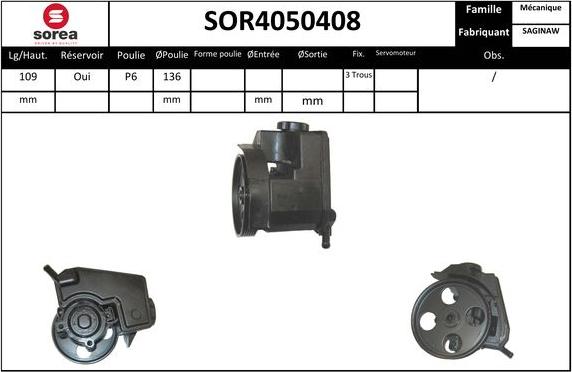 EAI SOR4050408 - Гідравлічний насос, рульове управління, ГУР autocars.com.ua