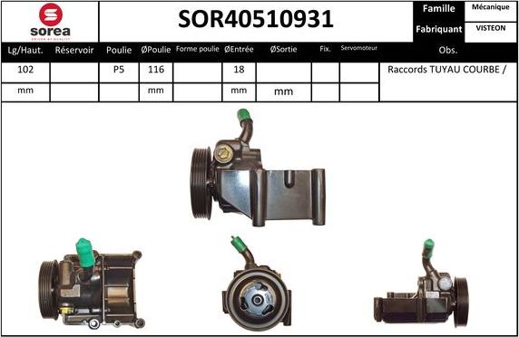 EAI SOR40510931 - Гидравлический насос, рулевое управление, ГУР avtokuzovplus.com.ua