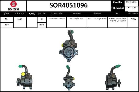 EAI SOR4051096 - Гидравлический насос, рулевое управление, ГУР avtokuzovplus.com.ua