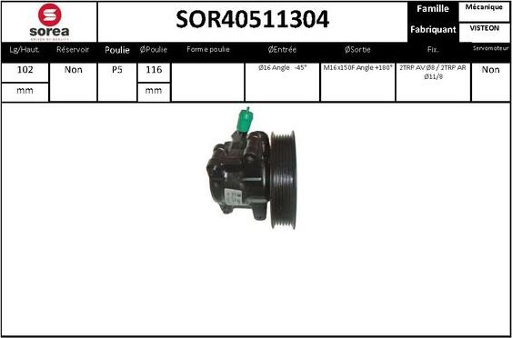 EAI SOR40511304 - Гідравлічний насос, рульове управління, ГУР autocars.com.ua