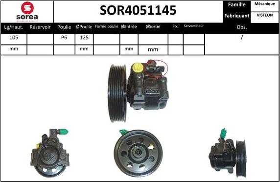 EAI SOR4051145 - Гидравлический насос, рулевое управление, ГУР avtokuzovplus.com.ua