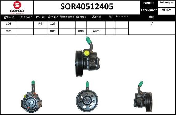 EAI SOR40512405 - Гидравлический насос, рулевое управление, ГУР avtokuzovplus.com.ua