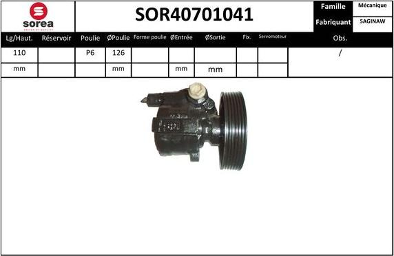 EAI SOR40701041 - Гидравлический насос, рулевое управление, ГУР avtokuzovplus.com.ua