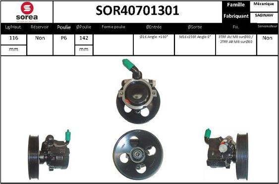 EAI SOR40701301 - Гидравлический насос, рулевое управление, ГУР avtokuzovplus.com.ua