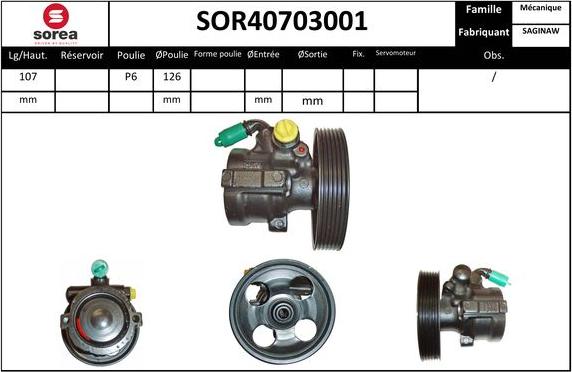 EAI SOR40703001 - Гидравлический насос, рулевое управление, ГУР avtokuzovplus.com.ua