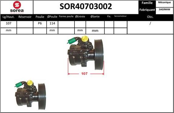 EAI SOR40703002 - Гідравлічний насос, рульове управління, ГУР autocars.com.ua