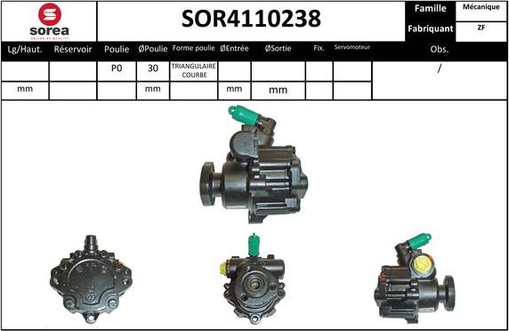 EAI SOR4110238 - Гідравлічний насос, рульове управління, ГУР autocars.com.ua