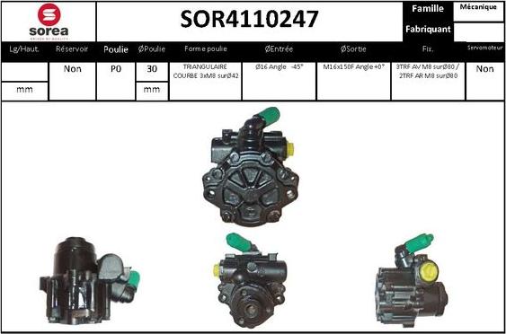 EAI SOR4110247 - Гидравлический насос, рулевое управление, ГУР avtokuzovplus.com.ua