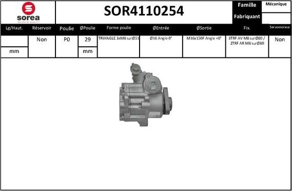 EAI SOR4110254 - Гідравлічний насос, рульове управління, ГУР autocars.com.ua