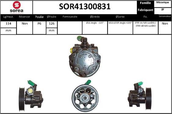 EAI SOR41300831 - Гідравлічний насос, рульове управління, ГУР autocars.com.ua