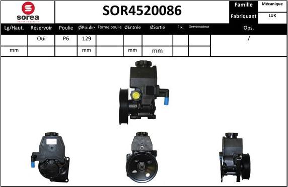 EAI SOR4520086 - Гидравлический насос, рулевое управление, ГУР avtokuzovplus.com.ua