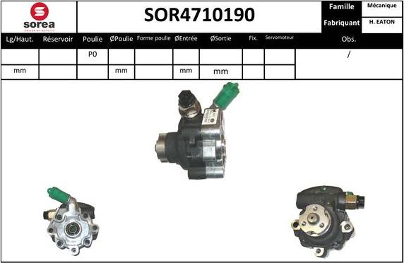 EAI SOR4710190 - Гідравлічний насос, рульове управління, ГУР autocars.com.ua