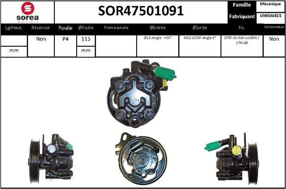 EAI SOR47501091 - Гідравлічний насос, рульове управління, ГУР autocars.com.ua