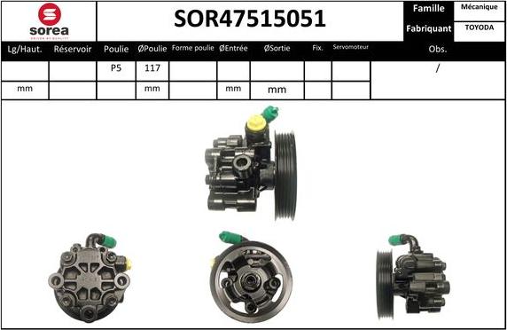 EAI SOR47515051 - Гідравлічний насос, рульове управління, ГУР autocars.com.ua