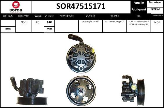 EAI SOR47515171 - Гидравлический насос, рулевое управление, ГУР autodnr.net