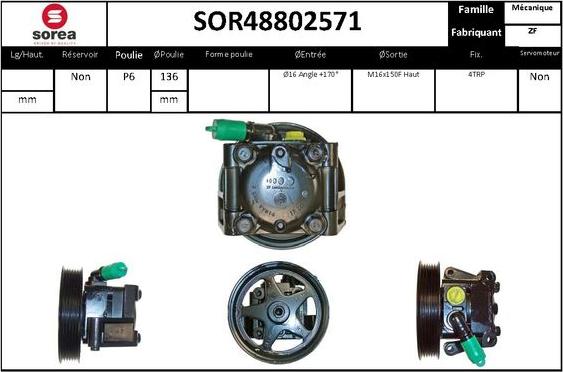 EAI SOR48802571 - Гідравлічний насос, рульове управління, ГУР autocars.com.ua