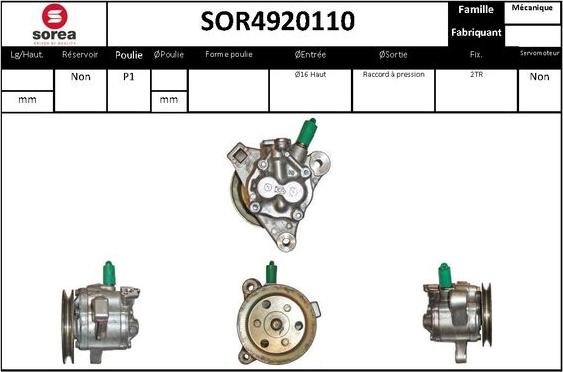 EAI SOR4920110 - Гідравлічний насос, рульове управління, ГУР autocars.com.ua