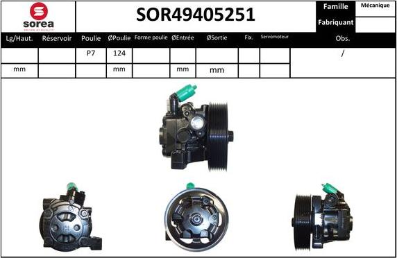 EAI SOR49405251 - Гідравлічний насос, рульове управління, ГУР autocars.com.ua