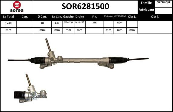 EAI SOR6281500 - Рульовий механізм, рейка autocars.com.ua