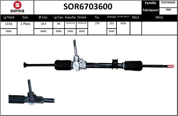 EAI SOR6703600 - Рульовий механізм, рейка autocars.com.ua