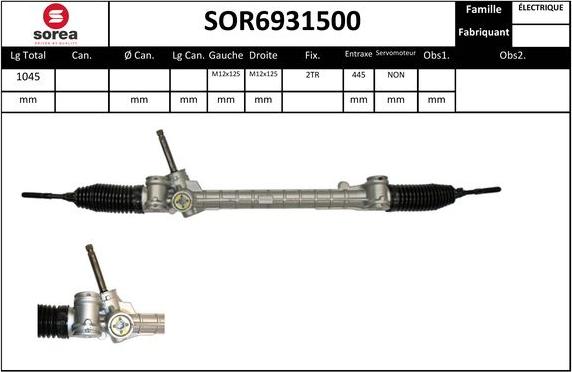 EAI SOR6931500 - Рульовий механізм, рейка autocars.com.ua