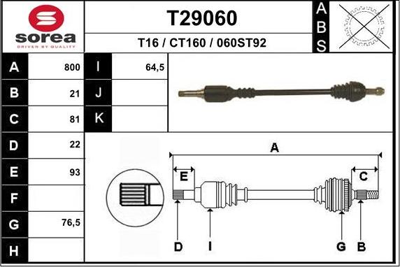 EAI T29060 - Приводной вал avtokuzovplus.com.ua