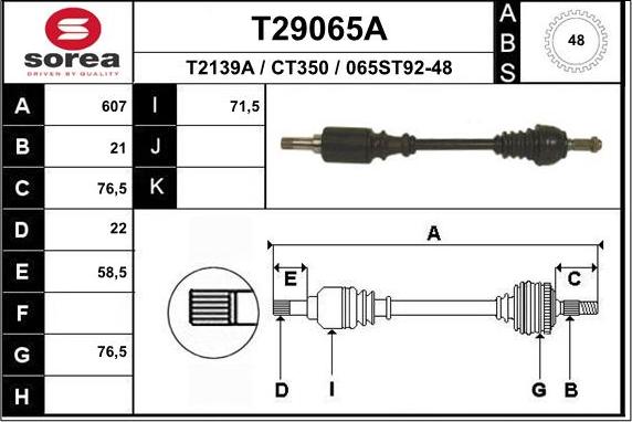 EAI T29065A - Приводний вал autocars.com.ua